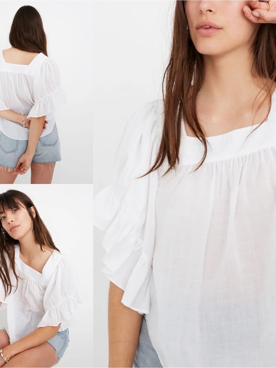 Madewell Tops - Madewell Flutter-Sleeve Butterfly Top white size XS peasant boho hippie L8489
